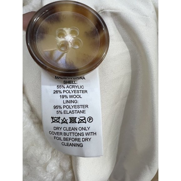 $498 Kate Spade Teddy Coat Double Breasted Size Medium Ivory Cream New! - Picture 8 of 9